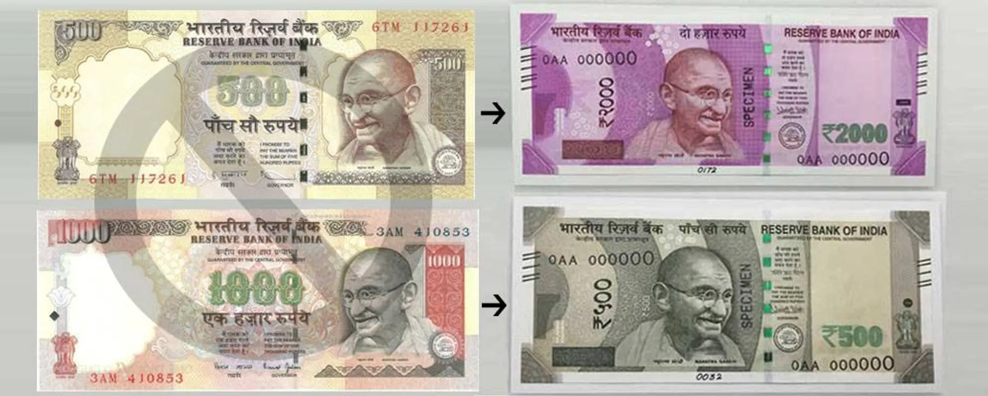 change 500 and 1000 rupee notes